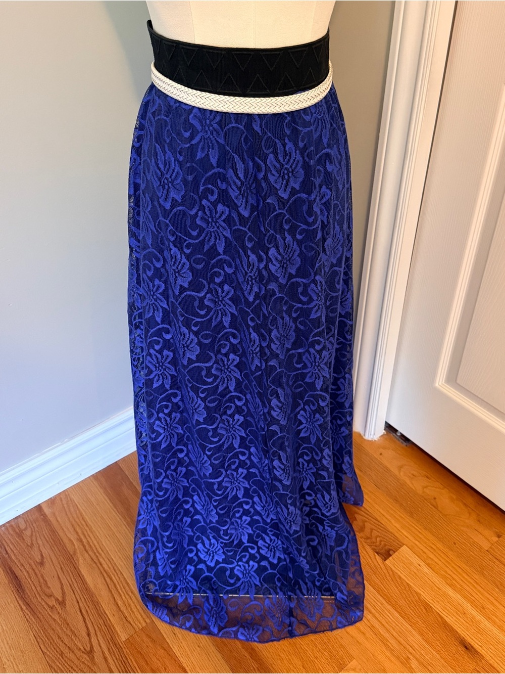 LuLaRoe Royal Blue Floral Lace Maxi Skirt